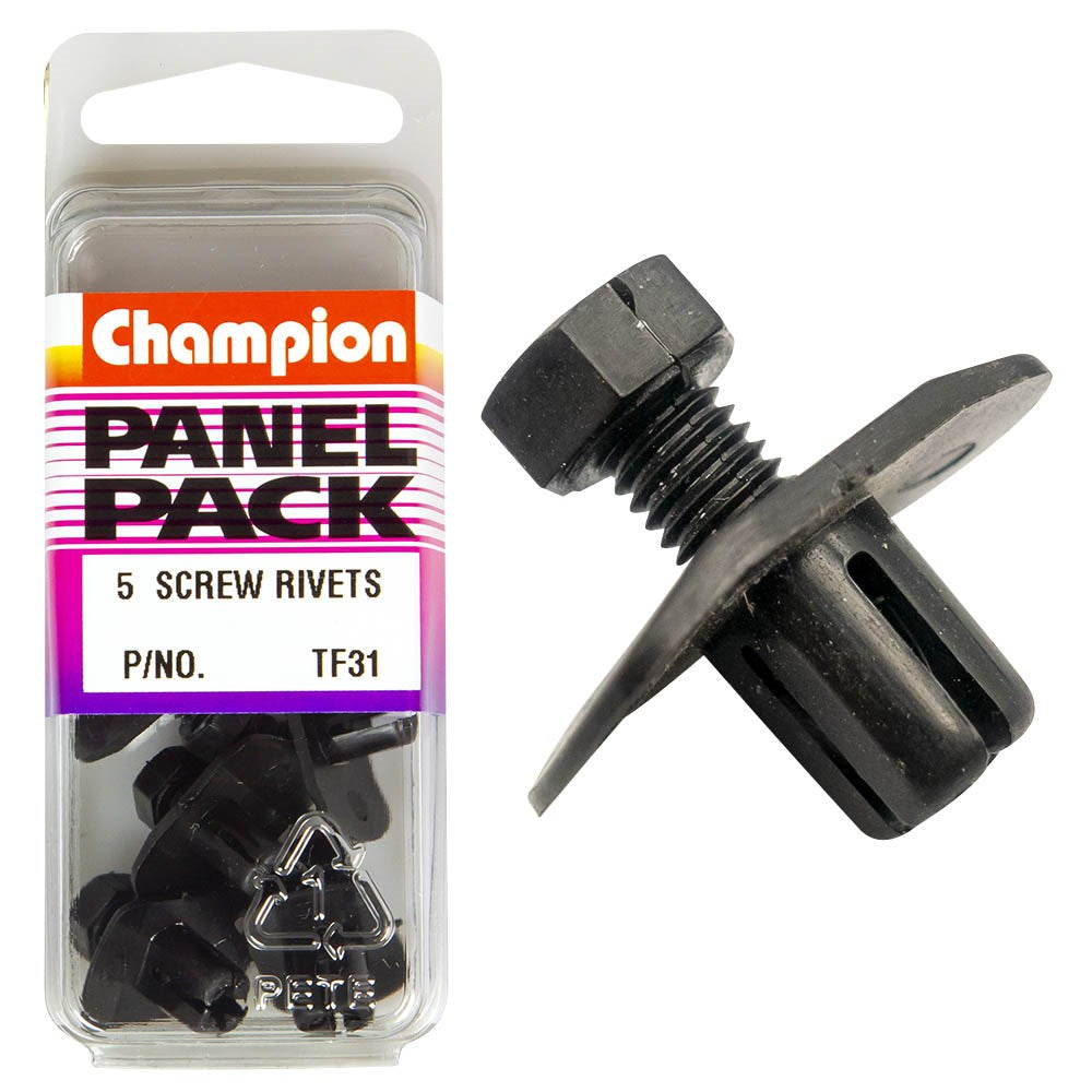 Champion Fasteners Screw Rivets (14X22mm Head, 9mm Length, to Suit 8mm Hole) - Pack of 5 - TF31