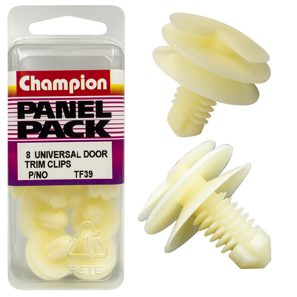 Champion Fasteners Door Panel Clips (17.4-19mm Head, 12mm Length, 8mm Stem) - Pack of 8 - TF39