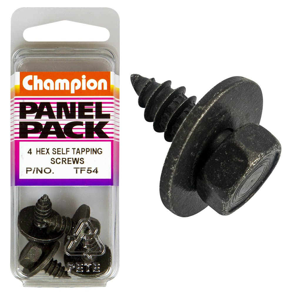 Champion Fasteners Self Tapping Screws (Self Tapping Screws/SEMS Screws with Flat Washers, 6.3x19mm, Black) - Pack of 4 - TF54