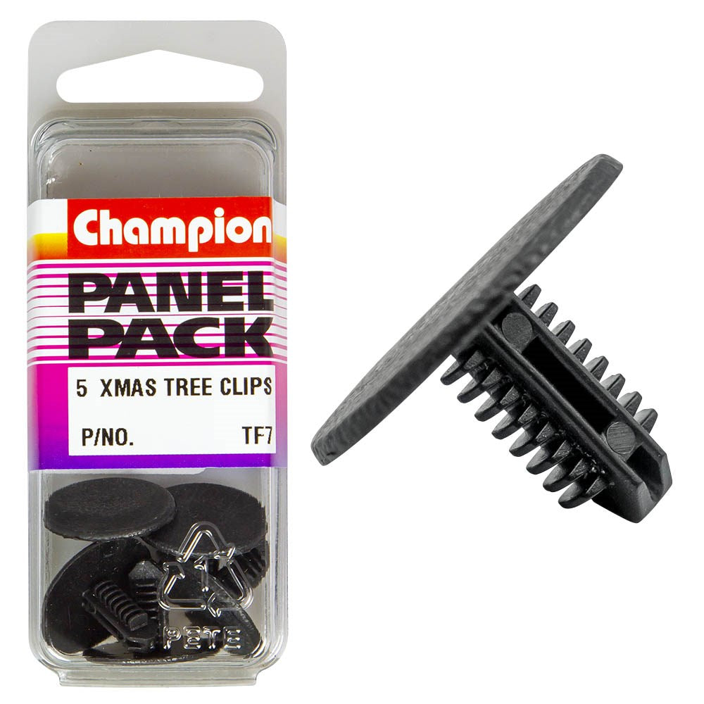 Champion Fasteners Christmas Tree Clips (20.8mm Head, 13.5mm Length, 6.4-6.6mm Stem) - Pack of 5 - TF7