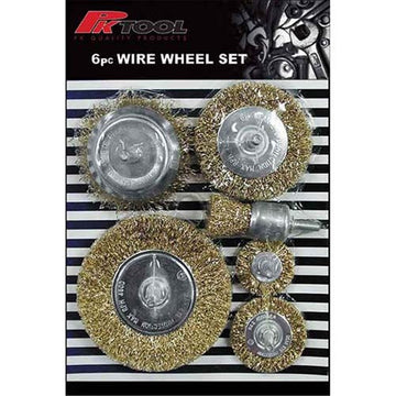 PK Tools Flat & Cone Wire Wheel Brush Set 6 Piece - RG1302