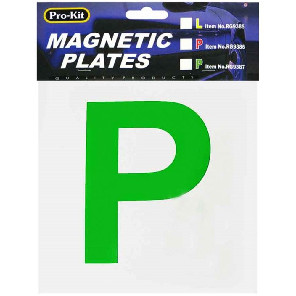 Pro-Kit Pair of Magnetic Green P Plates (Green on White) for QLD, NSW, ACT, TAS, SA and NT - RG9387