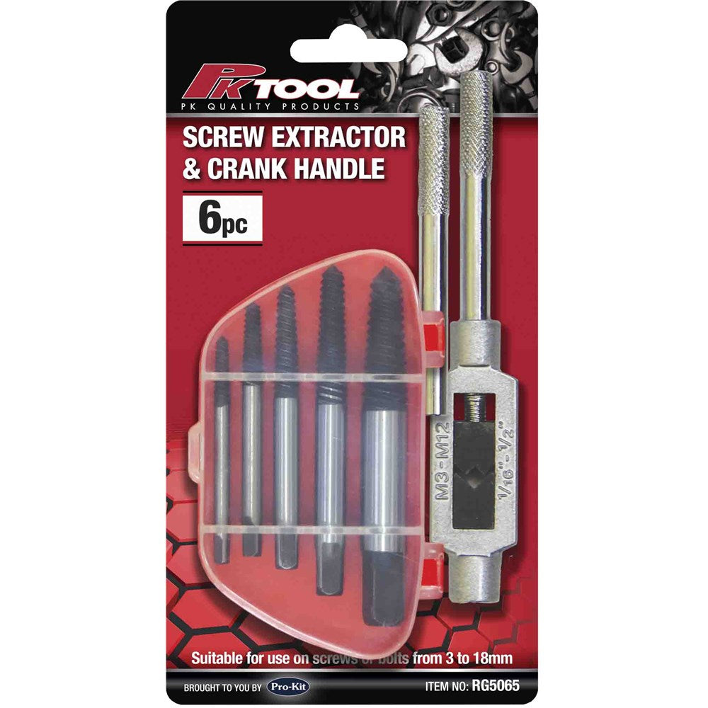 PK Tools Bolt & Screw Extractor & Handle Set - 6 Piece - RG5065