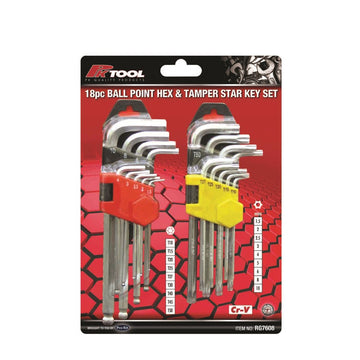 PK Tools Metric Ball End Hex & Tamper Proof Star Key Set - 18 Piece  - RG7608