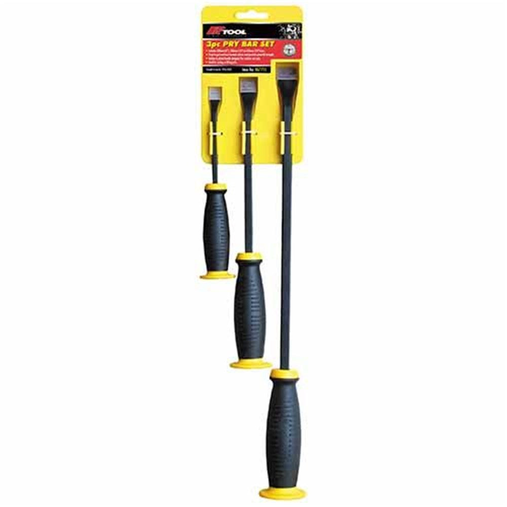 PKTool Set of 3 Pry Bars with Rubberised Handles (200mm, 300mm, 450mm) - RG7715