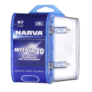 Narva 48476BL2 H7 12V 55W Intense Plus 30 Halogen Headlight Globes, Twin Pack