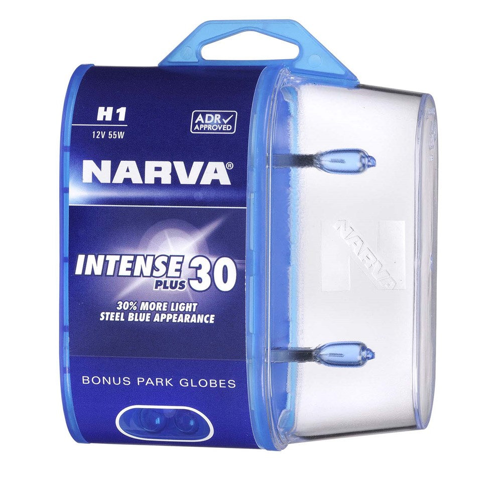 Narva 48470BL2 H1 12V 55W Intense Plus 30 Halogen Headlight Globes, Twin Pack