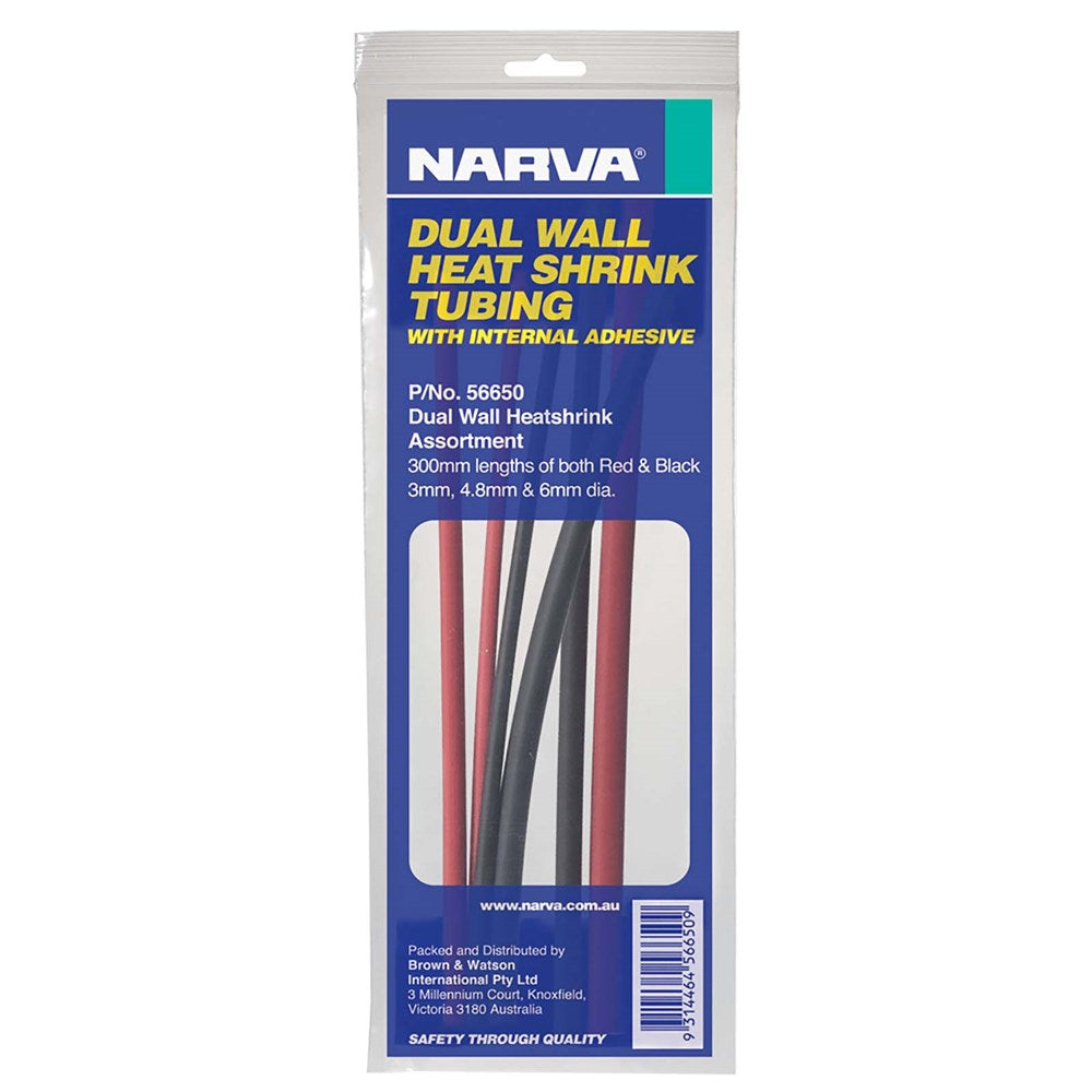 Narva Dual Wall Heatshrink Tubing Assortment 3mm - 6mm Dia. 56650