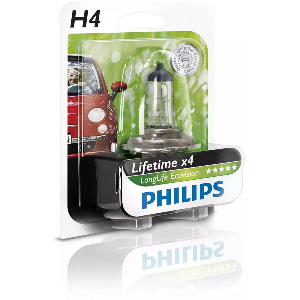 Philips 12342LLECOB1 LongLife EcoVision 12V H4 60/55W Headlight Globe (Single)