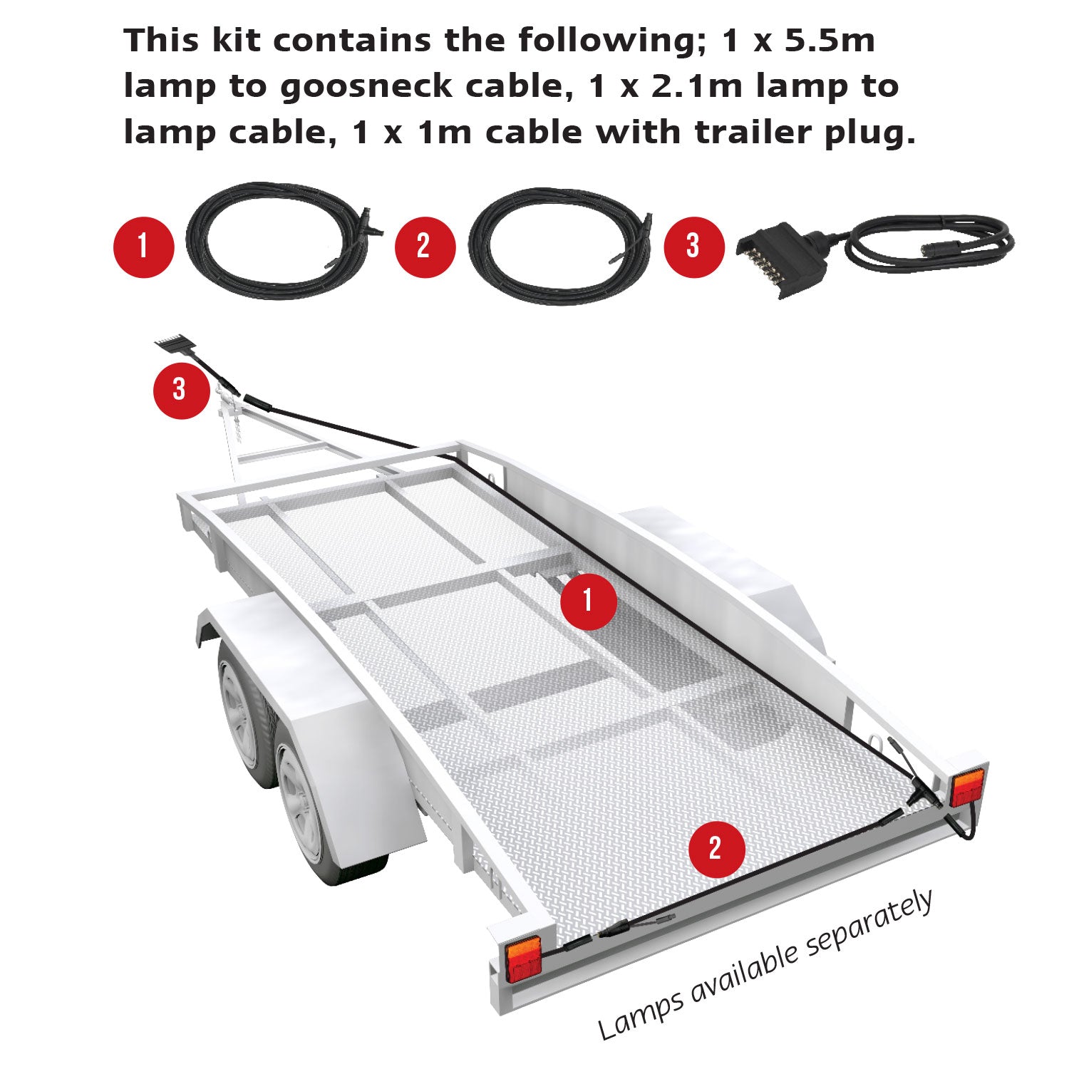 LED Autolamps TK12X6F 12 Foot Trailer Cable Kit