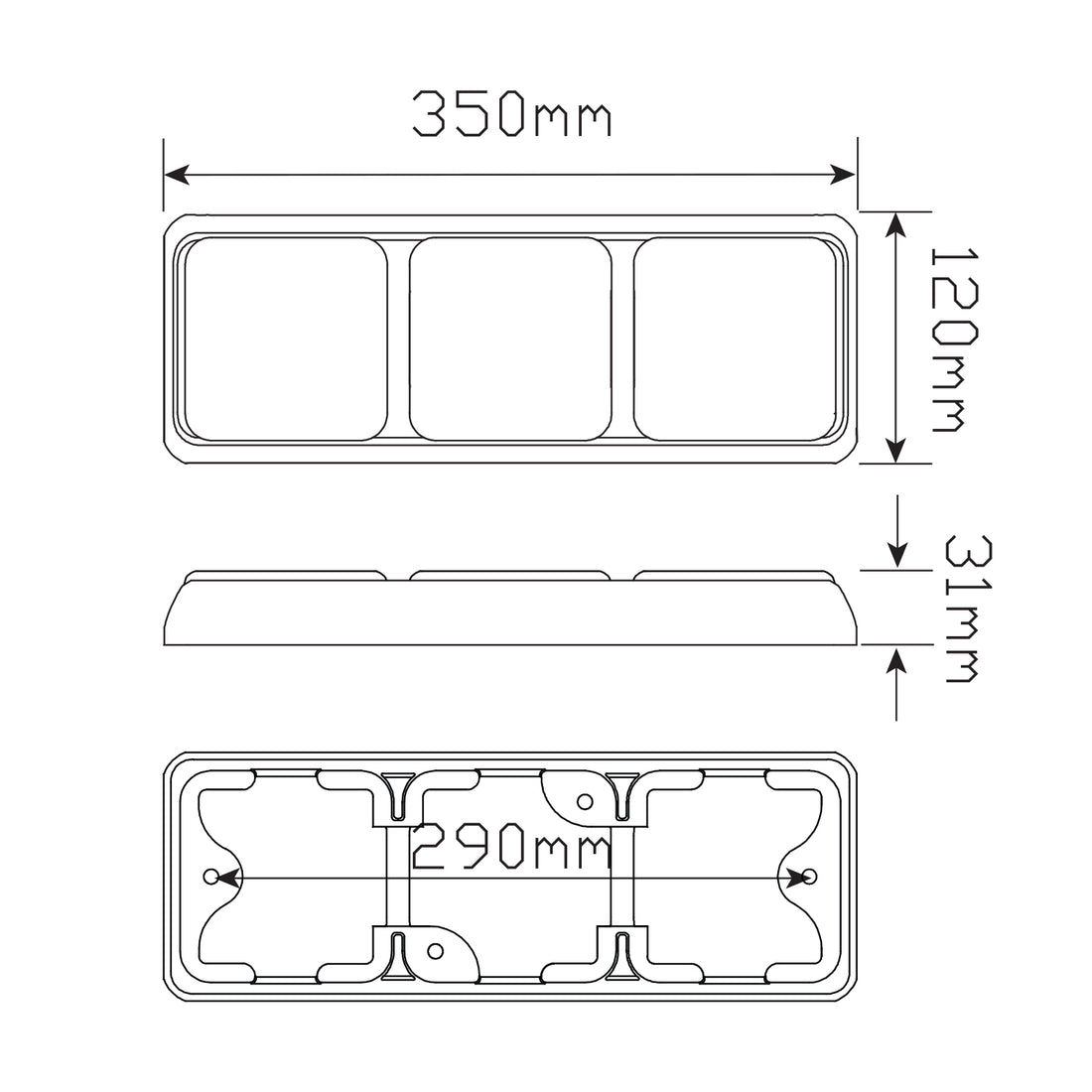 LED Autolamps 100BARRM Rear Combination Lamp