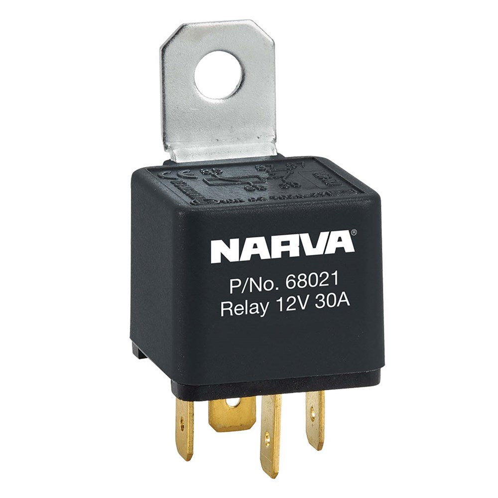 Narva 68021BL 12V 30A Normally Open 4 Pin - Reverse Pin Relay With Resistor  -