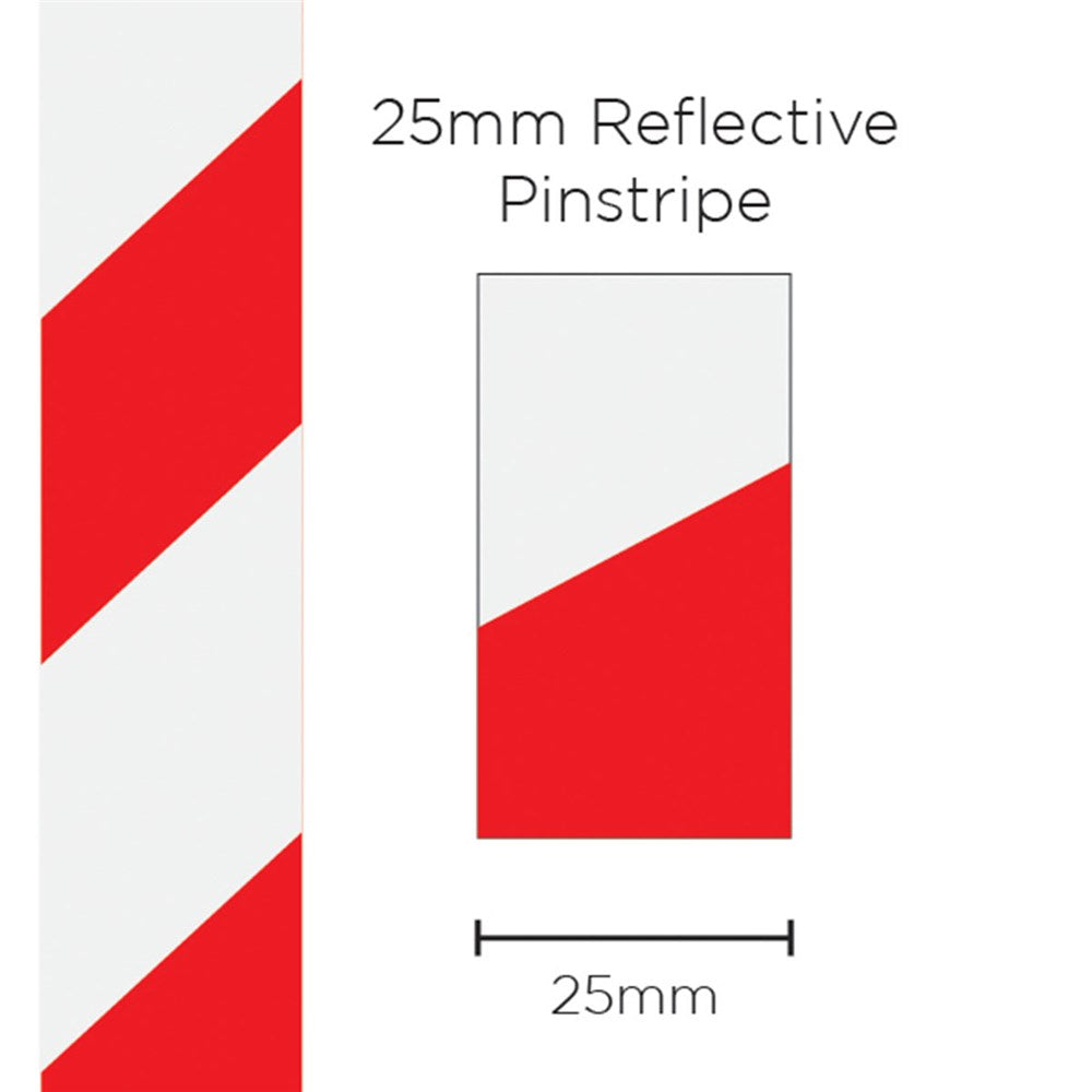 SAAS 11600 Pinstripe 25mm Bar Reflective - Red/ White