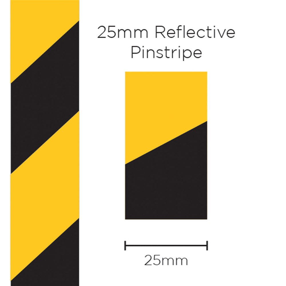 SAAS 25mm Pinstripe - Reflective Black/Yellow (1m) - 11689