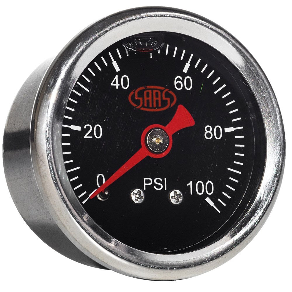 SAAS 41mm Black Liquid Filled Fuel Pressure Gauge (100PSI) - SG100B