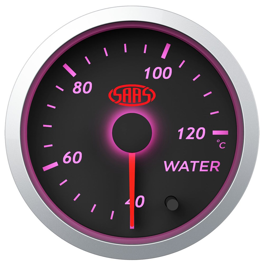 SAAS Water Temp Gauge 40°-120° 52mm Black Street Series