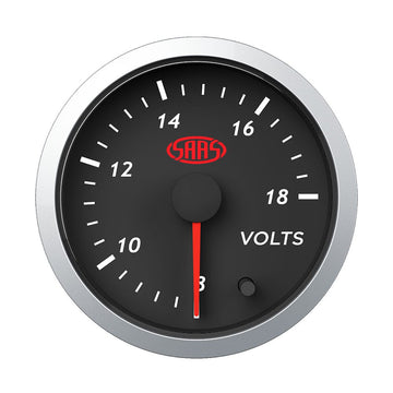 SAAS Volt Gauge 8v-18v 52mm Black Street Series