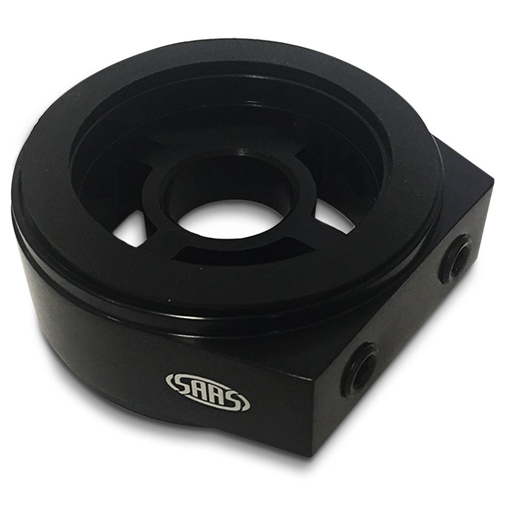 SAAS Billet Oil Filter Sandwich Plate - Black - SGAP1