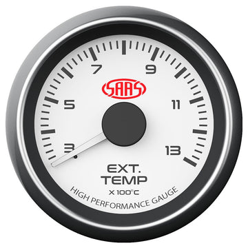 SAAS 52mm White Muscle Series EGT Exhaust Temperature Gauge (300-1300C) - SG-EXT52W