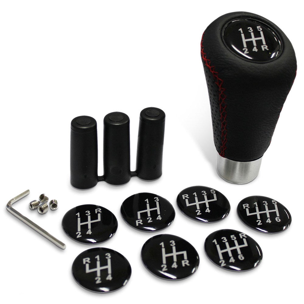 SAAS SGKBR Black Leather Red Stitch Gear Knob with 8 Shift Pattern