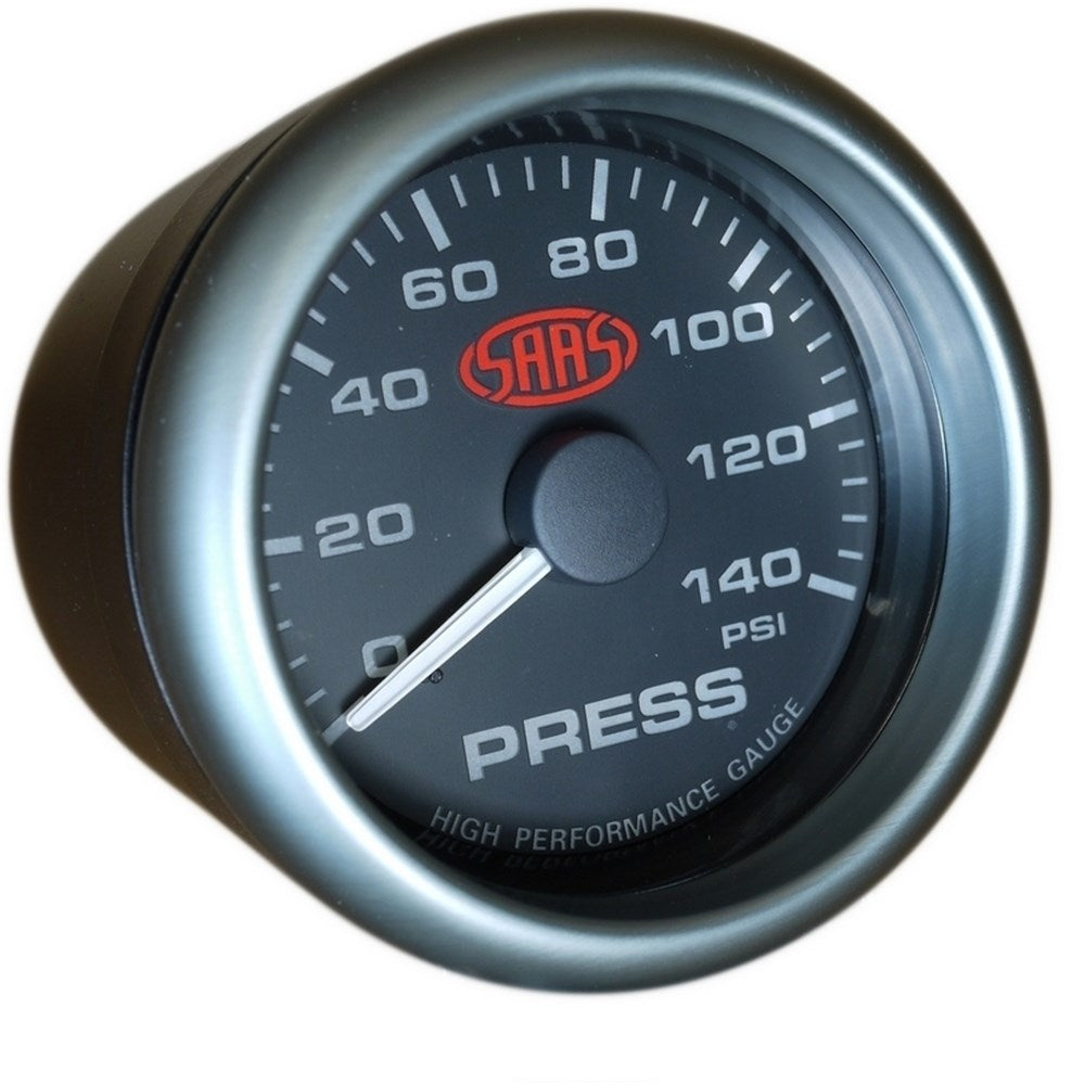 SAAS 66mm (2 5/8") Black Muscle Series Oil Pressure Gauge (0-140PSI) - SG-OP258B