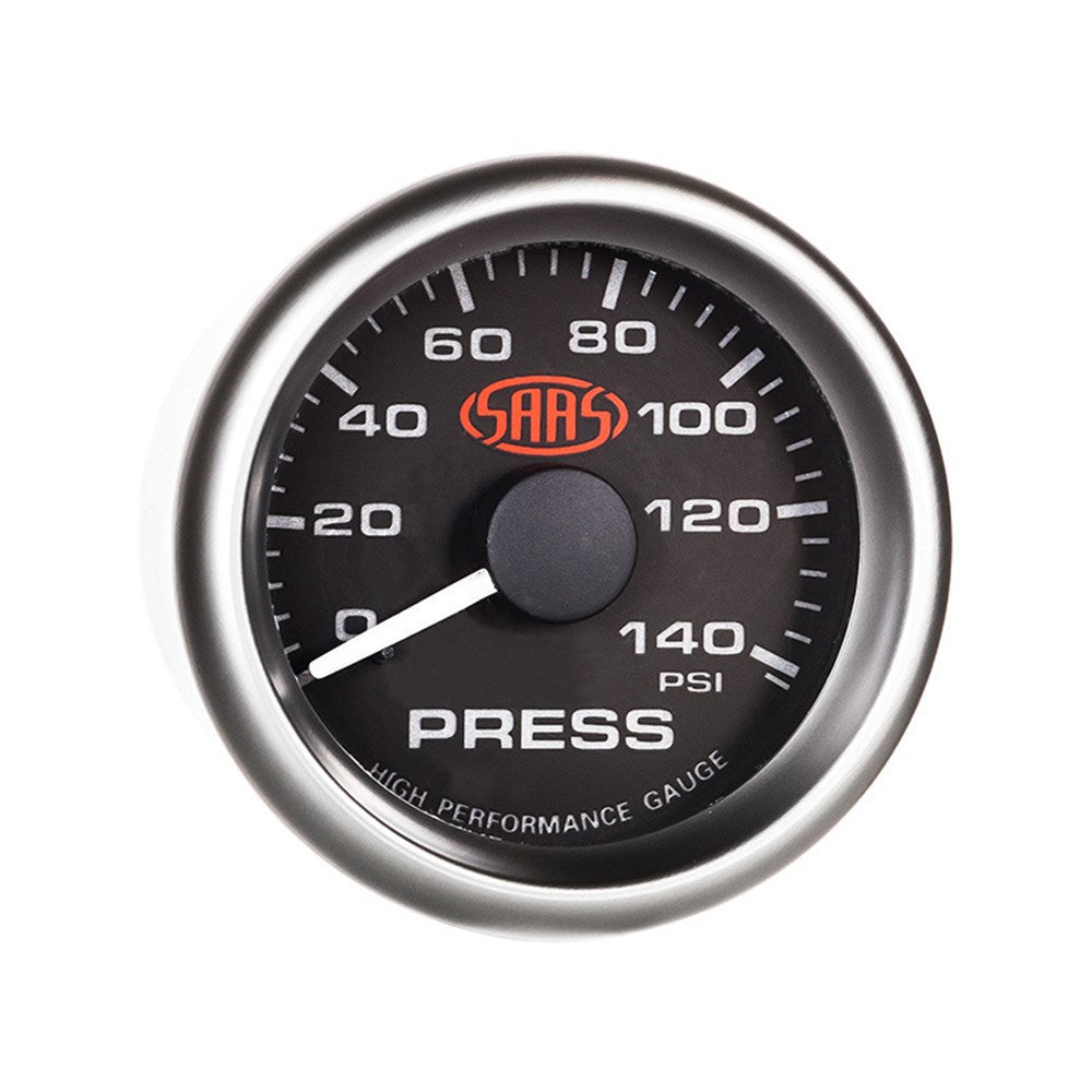 SAAS 52mm Black Muscle Series Oil Pressure Gauge (0-140PSI) - SG-OP52B