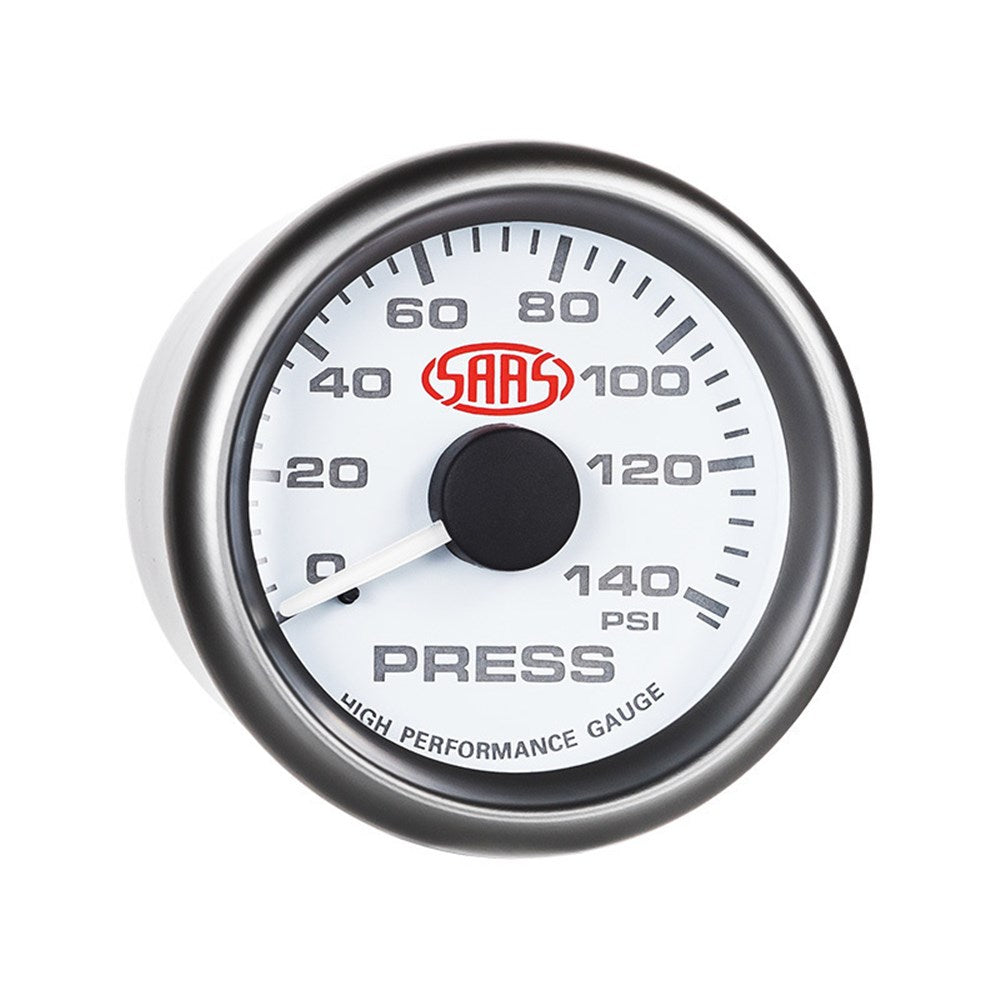 SAAS 52mm White Muscle Series Oil Pressure Gauge (0-140PSI) - SG-OP52W