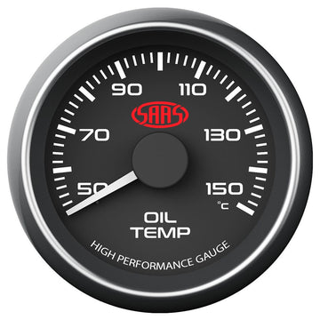 SAAS 52mm Black Muscle Series Oil Temperature Gauge (50-150C) - SG-OT52B