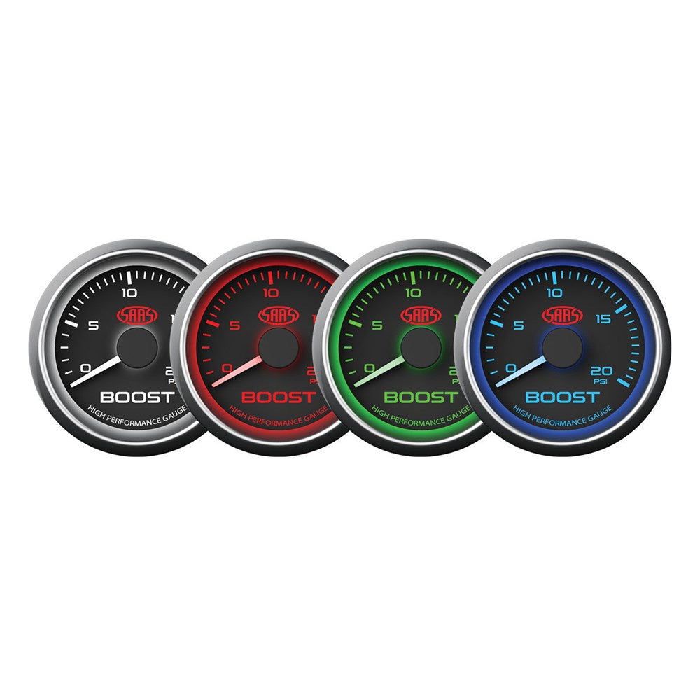 SAAS 52mm Black Muscle Series Diesel Boost Gauge (0-20PSI) - SG-TBD52B1