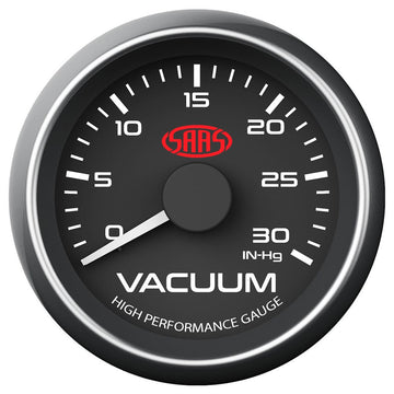 SAAS 52mm Black Muscle Series Vacuum Gauge (0-30inHg) - SG-VAC52B