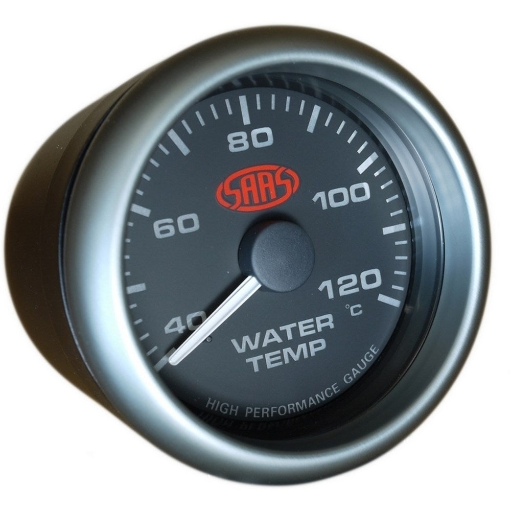 SAAS 66mm (2 5/8") Black Muscle Series Water Temperature Gauge (40-120C) - SG-WT258B