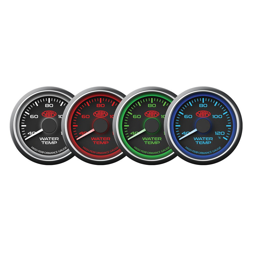 SAAS 52mm Black Muscle Series Water Temperature Gauge (40-120C) - SG-WT52B