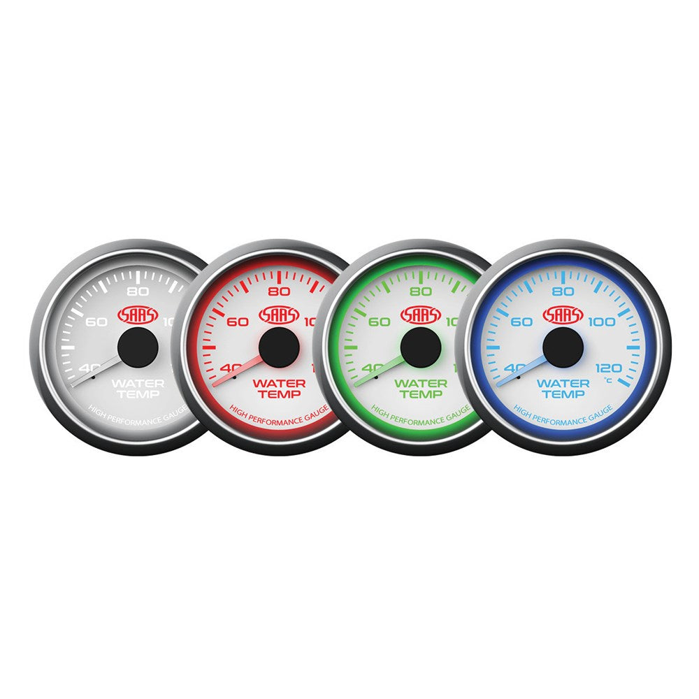 SAAS 52mm White Muscle Series Water Temperature Gauge (40-120C) - SG-WT52W