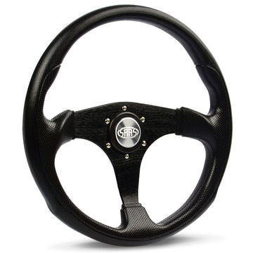 SAAS 14" ADR Compliant Octane Poly Grip Steering Wheel with Three Black Brushed Alloy Spokes - SW515B-R