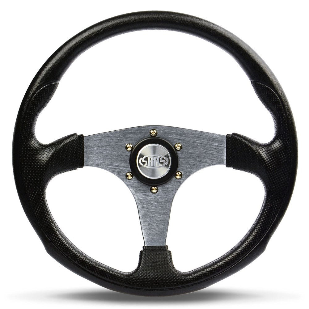 SAAS 14" ADR Compliant Octane Poly Grip Steering Wheel with Three Titanium-Look Spokes - SW515T-R