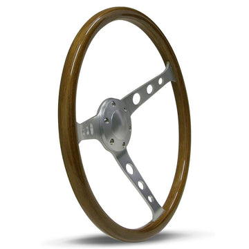 SAAS 15" ADR Compliant Laminated Riveted Wood Steering Wheel with Three Brushed Alloy Spokes - SW701BAW