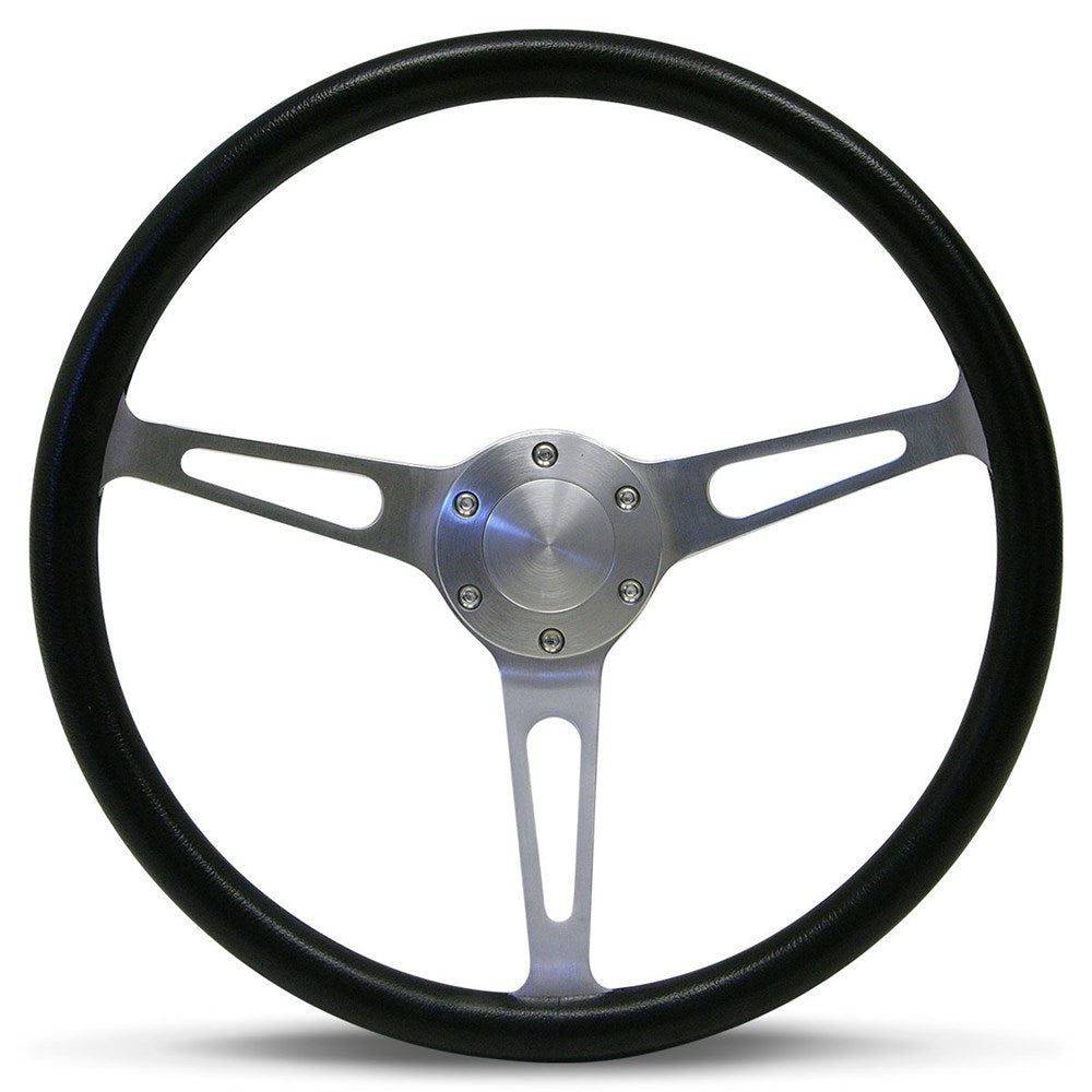 SAAS 15" ADR Compliant Poly Grip Steering Wheel with Three Brushed Alloy Spokes - SW702BAP