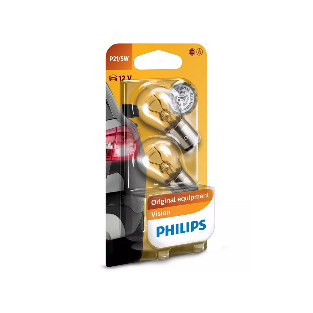 Philips 12499B2 Vision Line 12V P21/5W Stop/Tail Bayonet Globes (Twin Pack)