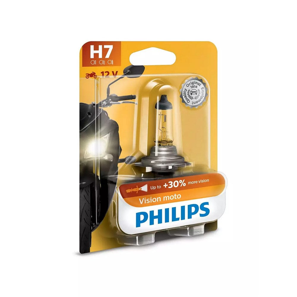 Philips 12972PRBW Vision Moto 12V H7 55W +30% Motorcycle Headlight Globe (Single)