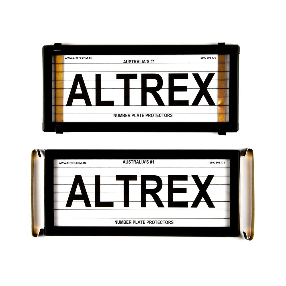 Altrex Number Plate Protector Covers -  Slimline VIC, QLD 4 Figure Black With Lines (250x100mm & 250x100mm) - 4VSL