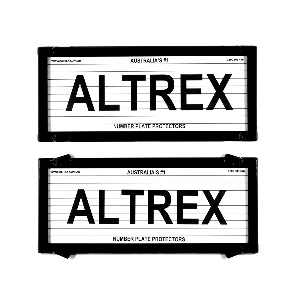 Altrex Number Plate Protector Covers -  NSW, ACT, SA, WA, NT 5 Figure Black With Lines (314x134mm & 314x134mm) - 5L