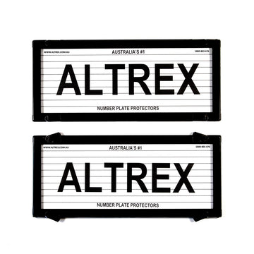 Altrex Number Plate Protector Covers -  NSW, ACT, SA, WA, NT 5 Figure Black With Lines (314x134mm & 314x134mm) - 5L