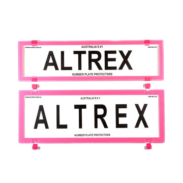 Altrex Number Plate Protector Covers -  QLD, ACT, VIC, TAS, SA, WA & NT Slimline/Standard Size Combination Pink Without Lines (372x100mm & 372x134mm) - 6BCQSNL