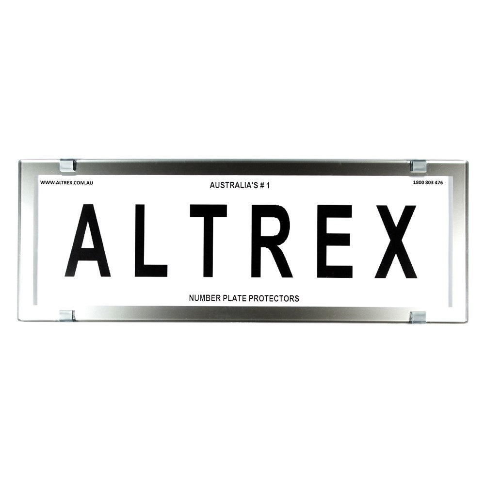 Altrex Number Plate Protector Covers -  Standard Size Chrome Style Without Lines (372x134mm & 372x134mm) - 6CC