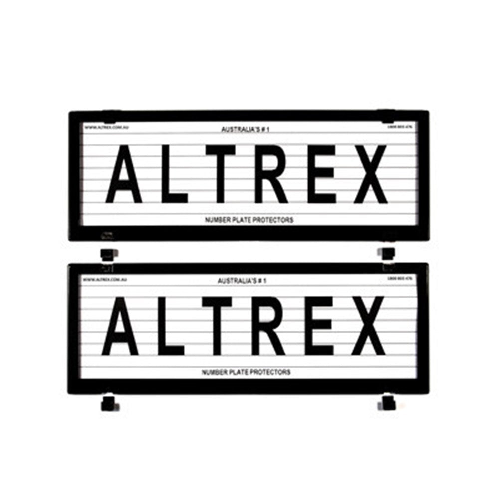 Altrex Number Plate Protector Covers -  Standard Size Black With Lines (372x134mm & 372x134mm) - 6CL