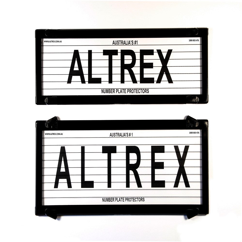 Altrex Number Plate Protector Covers -  NSW HSV and FPV Slimline Black With Lines (372x107mm & 372x134mm) - 6HPVSL