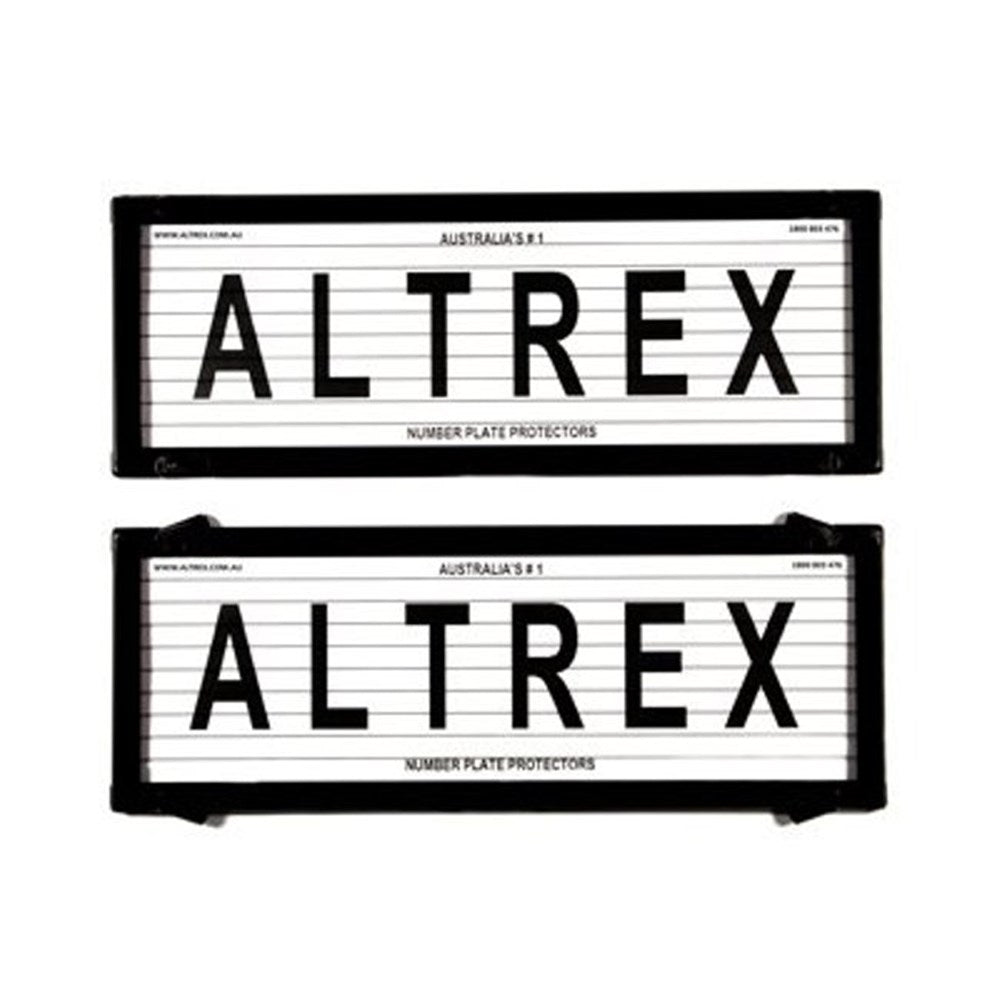 Altrex Number Plate Protector Covers -  Standard Size Black With Lines (372x134mm & 372x134mm) - 6L