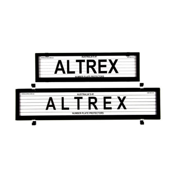 Altrex Number Plate Protector Covers -  QLD, VIC & WA European Slimline and Full Size Combination With Lines (372x100mm & 520x110mm) - 6LEV