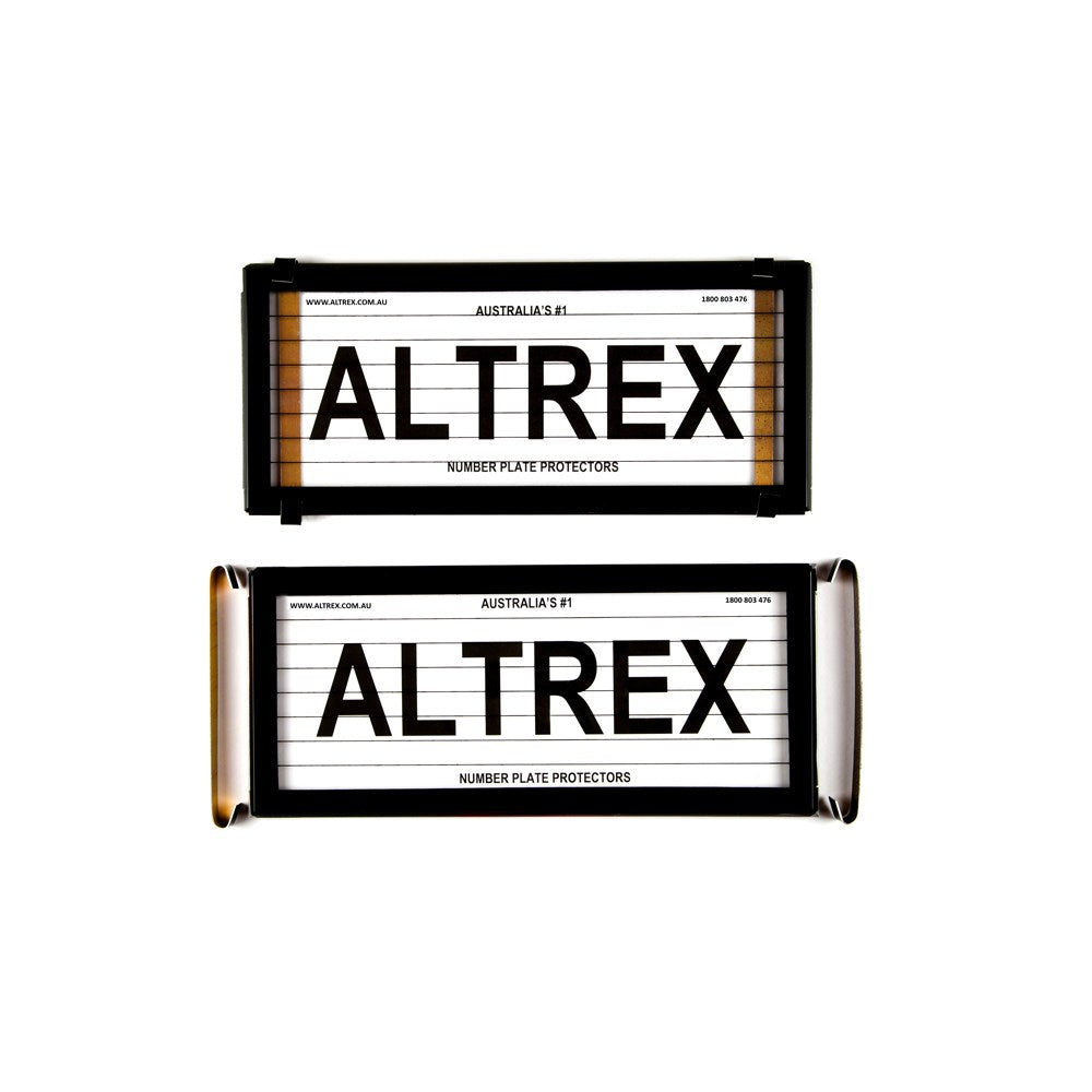 Altrex Number Plate Protector Covers -  NSW Historic Black With Lines (250x95mm & 250x95mm) - 6LH