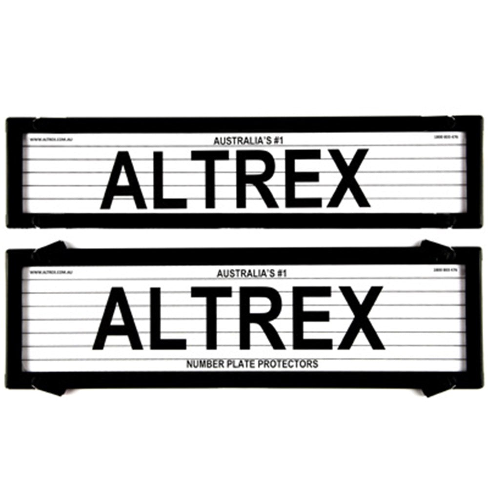 Altrex Number Plate Protector Covers -  NSW & SA Black Premium Combination With Lines (372x84mm & 372x107mm) - 6LP